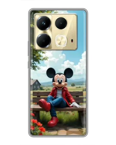 Чехол для Infinix Note 40 с картинкой «Микки на скамейке»