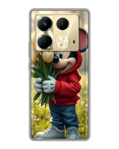 Чехол для Infinix Note 40 с картинкой «Микки с тюльпанами»