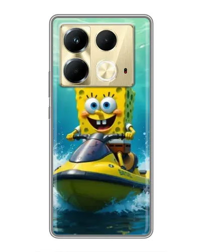 Чехол для Infinix Note 40 с картинкой «Спанч Боб на гидроцикле»