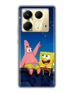 Чехол для Infinix Note 40 с картинкой «Губка Боб и Патрик ночью» Чехол для Infinix Note 40 с картинкой «Губка Боб и Патрик ночью»