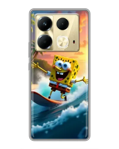 Чехол для Infinix Note 40 с картинкой «Губка Боб серфингист»