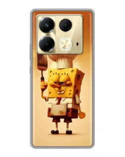 Чехол для Infinix Note 40 с картинкой «Губка Боб повар»