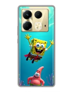 Чехол для Infinix Note 40 с картинкой «Спанч Боб под водой»
