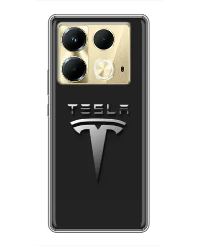 Чехол для Infinix Note 40 с картинкой «Стальной логотип Tesla»