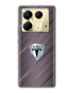 Чехол для Infinix Note 40 с картинкой «Металлическая текстура Tesla»