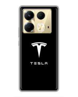 Чехол для Infinix Note 40 с картинкой «Tesla White Logo»