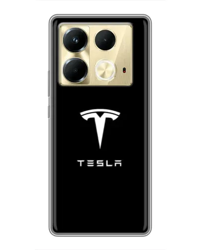 Чехол для Infinix Note 40 с картинкой «Tesla White Logo»