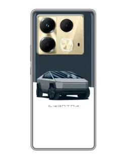 Чехол для Infinix Note 40 с картинкой «Серебристый Cybertruck Tesla»