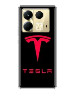 Чехол для Infinix Note 40 с картинкой «Tesla Red Logo»