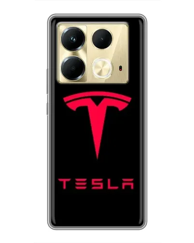 Чехол для Infinix Note 40 с картинкой «Tesla Red Logo»