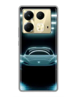 Чехол для Infinix Note 40 с картинкой «Tesla в неоне»