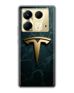 Чехол для Infinix Note 40 с картинкой «Мраморная Tesla Gold»