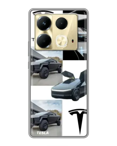 Чехол для Infinix Note 40 с картинкой «Коллаж Cybertruck Tesla»