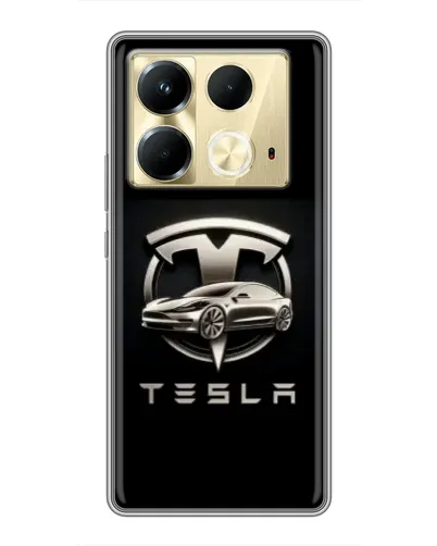 Чехол для Infinix Note 40 с картинкой «Tesla — серебристое авто»