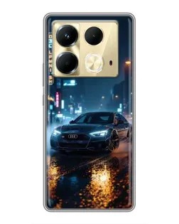 Чехол для Infinix Note 40 с картинкой «Ночной город и Audi»