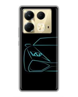 Чехол для Infinix Note 40 с картинкой «Голубой силуэт Lamborghini»