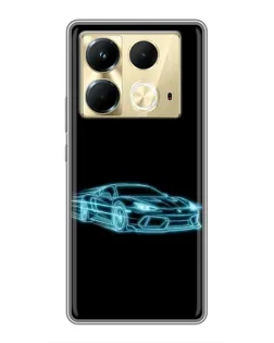 Чехол для Infinix Note 40 с картинкой «Неоновый контур Lamborghini»
