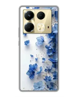 Чехол для Infinix Note 40 с картинкой «Голубой цветочный каскад»