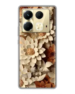 Чехол для Infinix Note 40 с картинкой «Бежевый флористический декор»