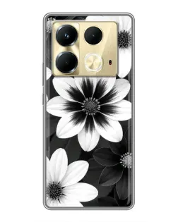 Чехол для Infinix Note 40 с картинкой «Монохромные астры»