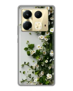 Чехол для Infinix Note 40 с картинкой «Ветка мелких белых цветов»
