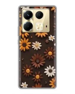 Чехол для Infinix Note 40 с картинкой «Узор из маленьких подсолнухов»