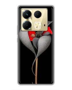 Чехол для Infinix Note 40 с картинкой «Серебряный фантазийный цветок»