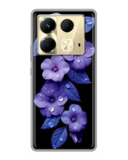 Чехол для Infinix Note 40 с картинкой «Фиолетовые цветы с росою»