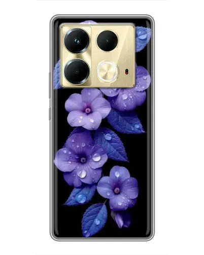 Чехол для Infinix Note 40 с картинкой «Фиолетовые цветы с росою»