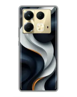 Чехол для Infinix Note 40 с картинкой «Объемные черно-белые ленты»