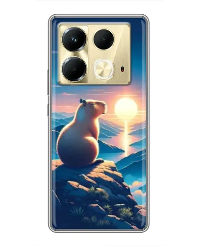 Чохол для Infinix Note 40 з картинкою «Захід сонця з капібарою»
