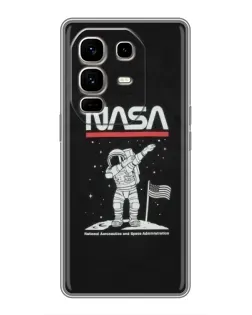Чехол для Infinix Note 50 Pro Plus с картинкой «NASA — шагаем по Луне»