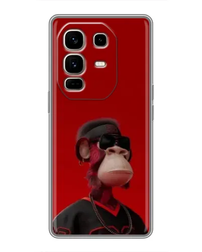 Чехол для Infinix Note 50 Pro Plus с картинкой «Bored Ape в красном»