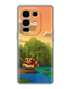 Чехол для Infinix Note 50 Pro Plus с картинкой «Майнкрафт закат солнца»