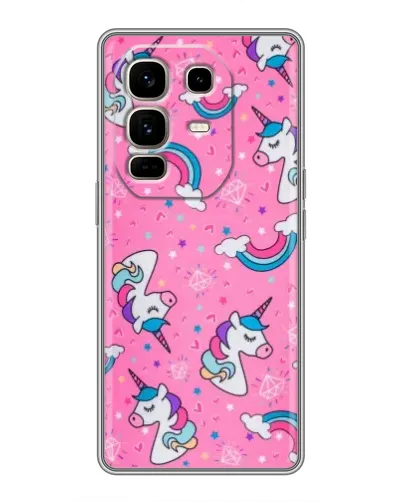 Чехол для Infinix Note 50 Pro Plus с картинкой «Unicorn паттерн розовый» Чехол для Infinix Note 50 Pro Plus с картинкой «Unicorn паттерн розовый»
