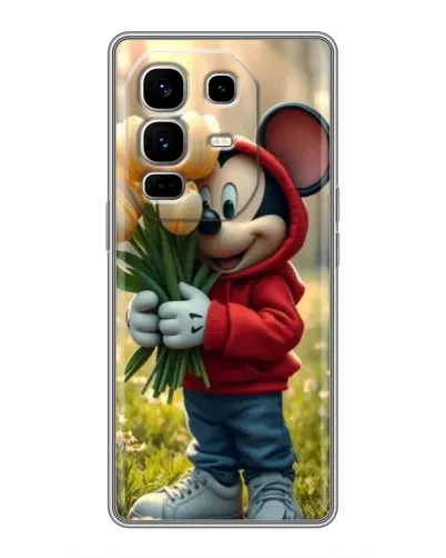Чехол для Infinix Note 50 Pro Plus с картинкой «Микки с тюльпанами»