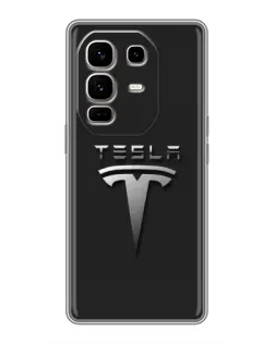 Чехол для Infinix Note 50 Pro Plus с картинкой «Стальной логотип Tesla»