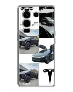 Чехол для Infinix Note 50 Pro Plus с картинкой «Коллаж Cybertruck Tesla»