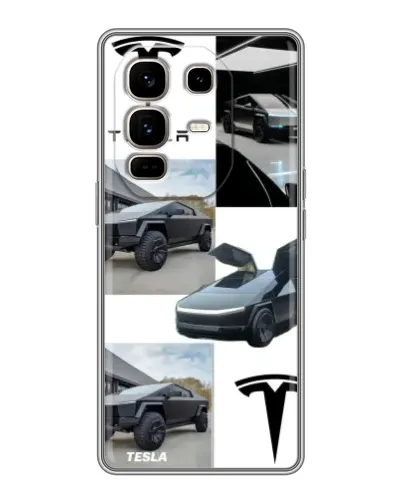 Чехол для Infinix Note 50 Pro Plus с картинкой «Коллаж Cybertruck Tesla»
