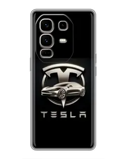 Чехол для Infinix Note 50 Pro Plus с картинкой «Tesla — серебристое авто»