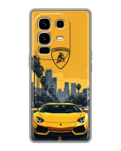 Чехол для Infinix Note 50 Pro Plus с картинкой «Желтый Lamborghini город»
