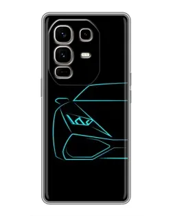 Чехол для Infinix Note 50 Pro Plus с картинкой «Голубой силуэт Lamborghini»