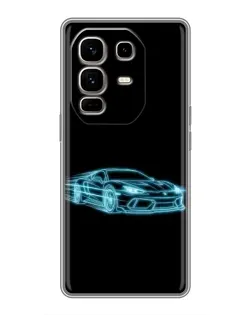 Чехол для Infinix Note 50 Pro Plus с картинкой «Неоновый контур Lamborghini»