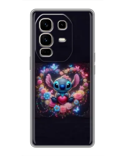 Чехол для Infinix Note 50 Pro Plus с картинкой «Stitch в цветах»