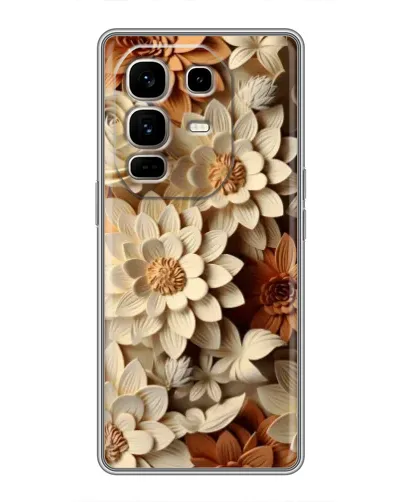 Чехол для Infinix Note 50 Pro Plus с картинкой «Бежевый флористический декор» Чехол для Infinix Note 50 Pro Plus с картинкой «Бежевый флористический декор»
