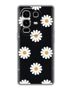Чохол для Infinix Note 50 Pro Plus з картинкою «Ромашки на чорному»