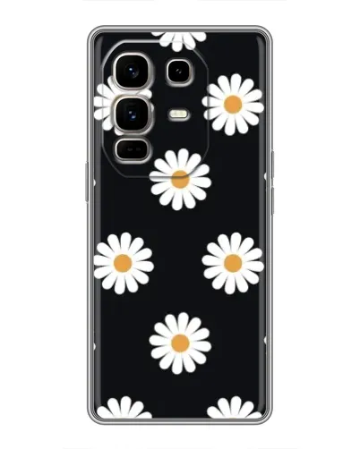 Чехол для Infinix Note 50 Pro Plus с картинкой «Ромашки на черном» Чехол для Infinix Note 50 Pro Plus с картинкой «Ромашки на черном»