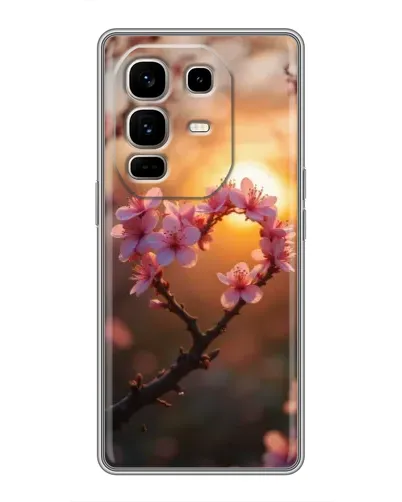 Чехол для Infinix Note 50 Pro Plus с картинкой «Розовый цвет сердце на фоне заката» Чехол для Infinix Note 50 Pro Plus с картинкой «Розовый цвет сердце на фоне заката»