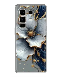 Чохол для Infinix Note 50 Pro Plus з картинкою «Біла квітка та золотий флюїд»