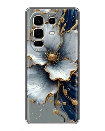 Чехол для Infinix Note 50 Pro Plus с картинкой «Белый цветок и золотой флюид» Чехол для Infinix Note 50 Pro Plus с картинкой «Белый цветок и золотой флюид»